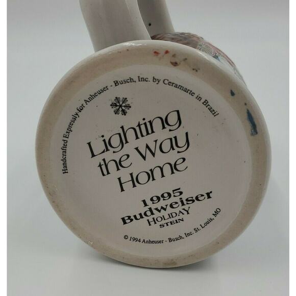 Vintage Anheuser Busch BUDWEISER 1995 Clydesdale Annual HOLIDAY BEER STEIN Mug - Picture 7 of 7